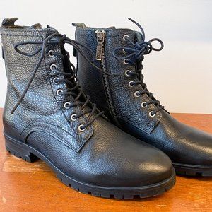 Barbour Christina Black Leather Lace Zip Boots Size 8